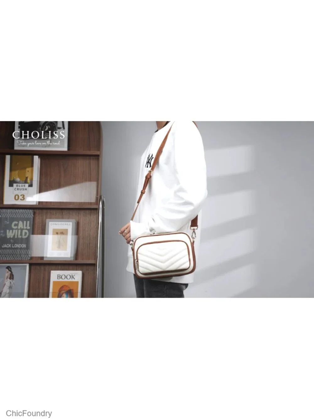 Quilted Crossbody Bag with Built-in RFID Wallet Vegan Leather